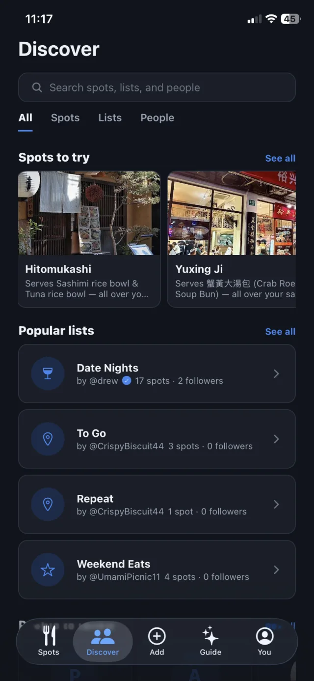 Discover: Follow people who eat like you.