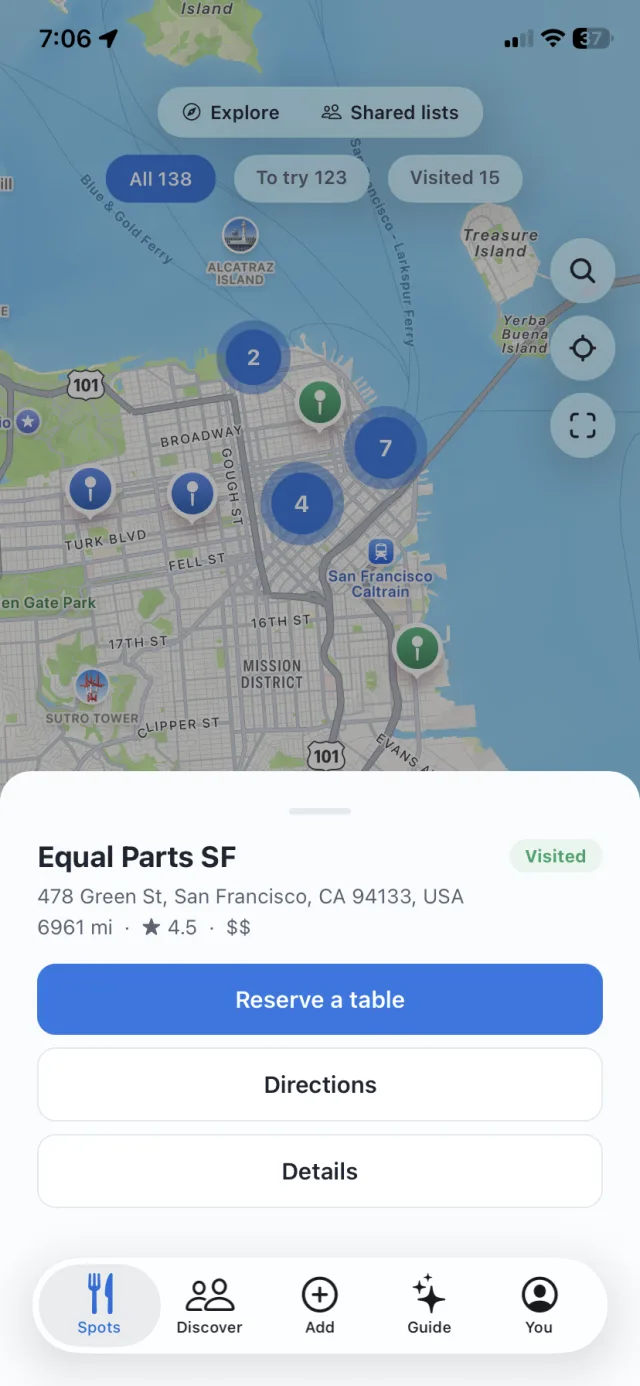 Your map: Tap the pin. Book the table.